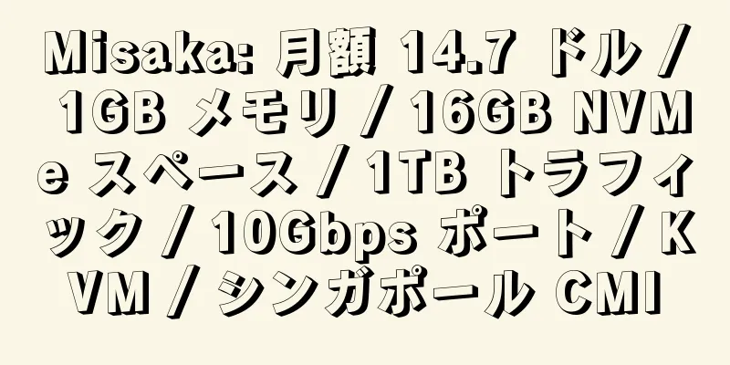 Misaka: 月額 14.7 ドル / 1GB メモリ / 16GB NVMe スペース / 1TB トラフィック / 10Gbps ポート / KVM / シンガポール CMI