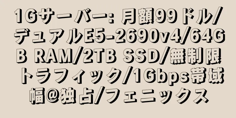 1Gサーバー: 月額99ドル/デュアルE5-2690v4/64GB RAM/2TB SSD/無制限トラフィック/1Gbps帯域幅@独占/フェニックス