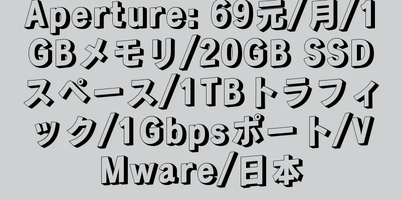 Aperture: 69元/月/1GBメモリ/20GB SSDスペース/1TBトラフィック/1Gbpsポート/VMware/日本