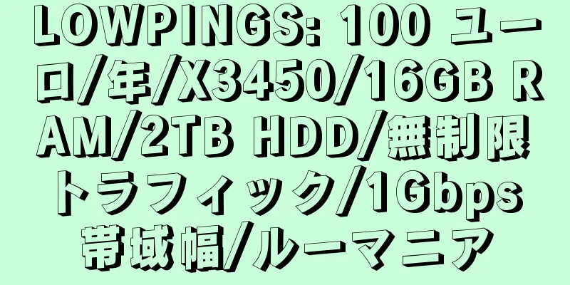 LOWPINGS: 100 ユーロ/年/X3450/16GB RAM/2TB HDD/無制限トラフィック/1Gbps 帯域幅/ルーマニア