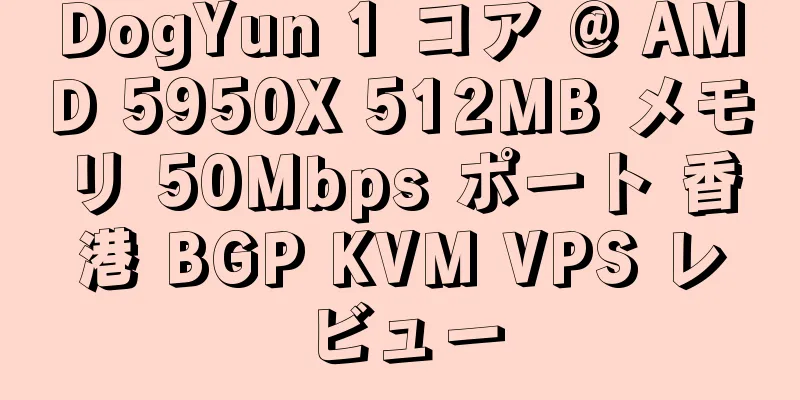 DogYun 1 コア @ AMD 5950X 512MB メモリ 50Mbps ポート 香港 BGP KVM VPS レビュー