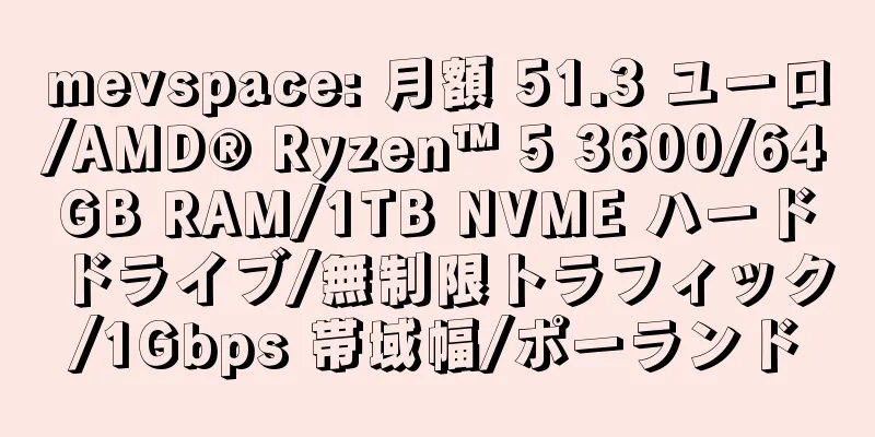 mevspace: 月額 51.3 ユーロ/AMD® Ryzen™ 5 3600/64GB RAM/1TB NVME ハードドライブ/無制限トラフィック/1Gbps 帯域幅/ポーランド