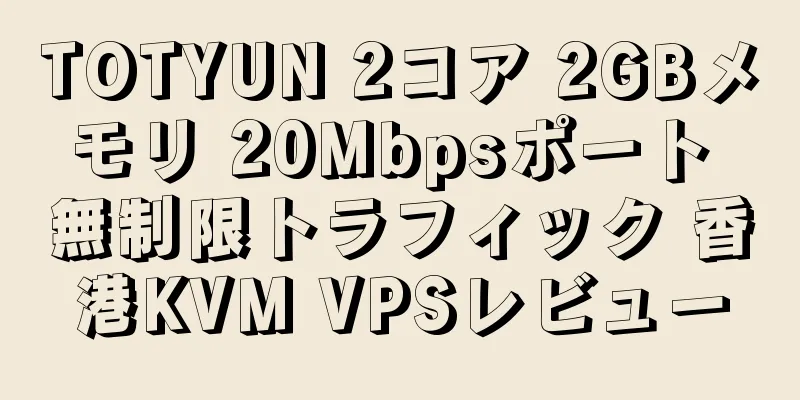 TOTYUN 2コア 2GBメモリ 20Mbpsポート 無制限トラフィック 香港KVM VPSレビュー