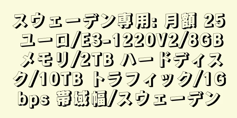 スウェーデン専用: 月額 25 ユーロ/E3-1220V2/8GB メモリ/2TB ハードディスク/10TB トラフィック/1Gbps 帯域幅/スウェーデン