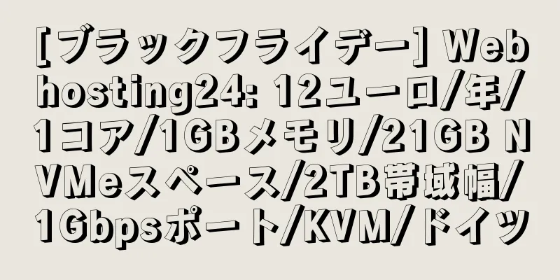 [ブラックフライデー] Webhosting24: 12ユーロ/年/1コア/1GBメモリ/21GB NVMeスペース/2TB帯域幅/1Gbpsポート/KVM/ドイツ