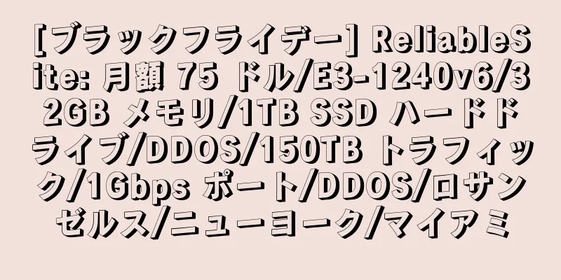 [ブラックフライデー] ReliableSite: 月額 75 ドル/E3-1240v6/32GB メモリ/1TB SSD ハードドライブ/DDOS/150TB トラフィック/1Gbps ポート/DDOS/ロサンゼルス/ニューヨーク/マイアミ