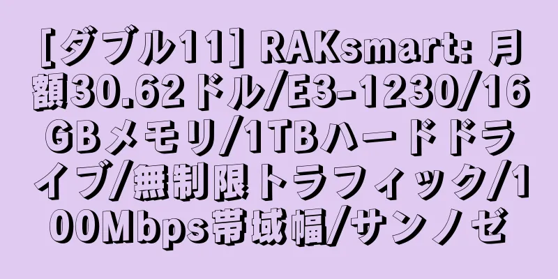 [ダブル11] RAKsmart: 月額30.62ドル/E3-1230/16GBメモリ/1TBハードドライブ/無制限トラフィック/100Mbps帯域幅/サンノゼ