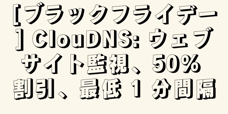 [ブラックフライデー] ClouDNS: ウェブサイト監視、50% 割引、最低 1 分間隔