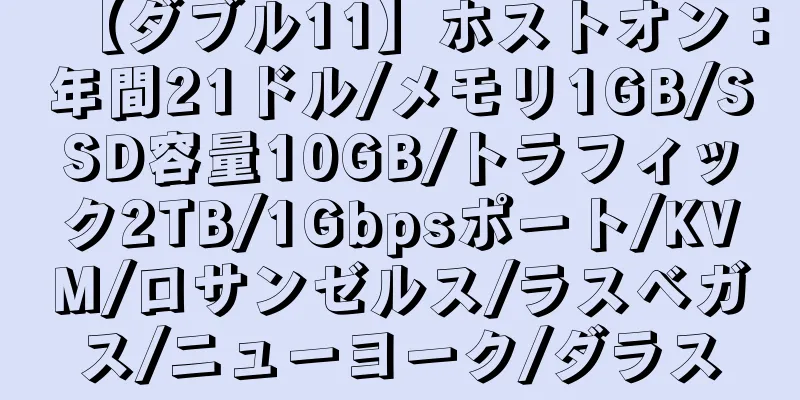 【ダブル11】ホストオン：年間21ドル/メモリ1GB/SSD容量10GB/トラフィック2TB/1Gbpsポート/KVM/ロサンゼルス/ラスベガス/ニューヨーク/ダラス