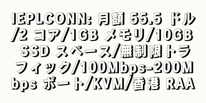 IEPLCONN: 月額 55.5 ドル/2 コア/1GB メモリ/10GB SSD スペース/無制限トラフィック/100Mbps-200Mbps ポート/KVM/香港 RAA