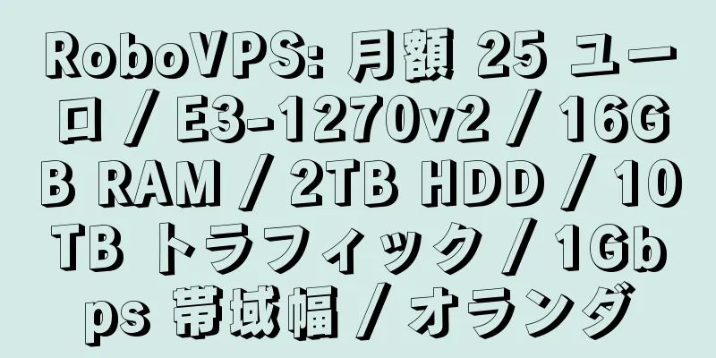 RoboVPS: 月額 25 ユーロ / E3-1270v2 / 16GB RAM / 2TB HDD / 10TB トラフィック / 1Gbps 帯域幅 / オランダ