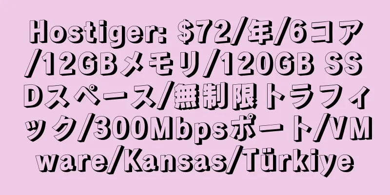 Hostiger: $72/年/6コア/12GBメモリ/120GB SSDスペース/無制限トラフィック/300Mbpsポート/VMware/Kansas/Türkiye