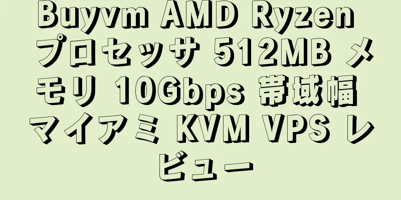 Buyvm AMD Ryzen プロセッサ 512MB メモリ 10Gbps 帯域幅 マイアミ KVM VPS レビュー