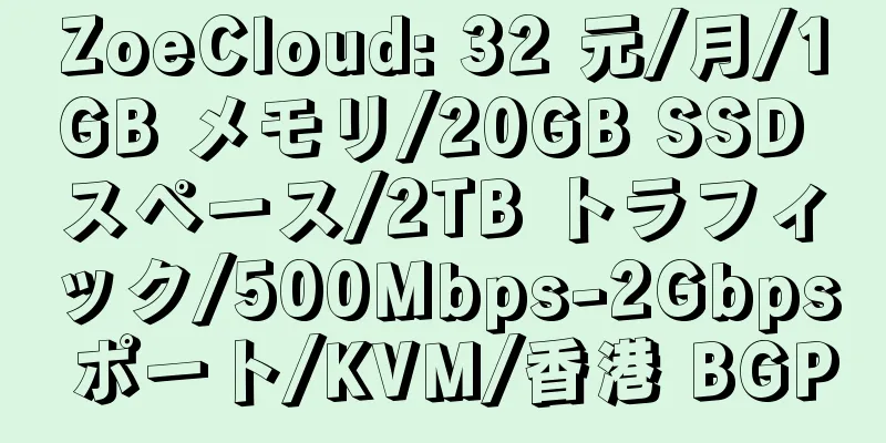 ZoeCloud: 32 元/月/1GB メモリ/20GB SSD スペース/2TB トラフィック/500Mbps-2Gbps ポート/KVM/香港 BGP