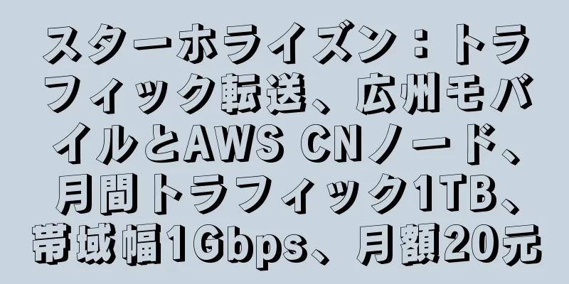 スターホライズン：トラフィック転送、広州モバイルとAWS CNノード、月間トラフィック1TB、帯域幅1Gbps、月額20元