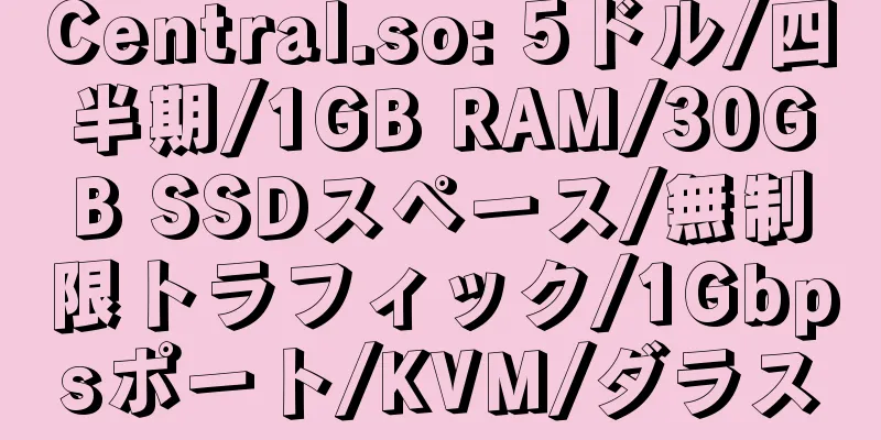 Central.so: 5ドル/四半期/1GB RAM/30GB SSDスペース/無制限トラフィック/1Gbpsポート/KVM/ダラス