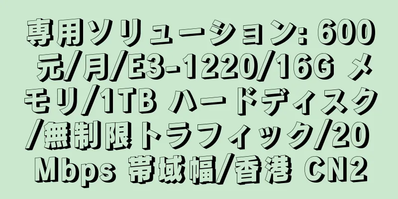 専用ソリューション: 600 元/月/E3-1220/16G メモリ/1TB ハードディスク/無制限トラフィック/20Mbps 帯域幅/香港 CN2