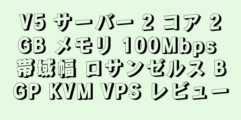 V5 サーバー 2 コア 2GB メモリ 100Mbps 帯域幅 ロサンゼルス BGP KVM VPS レビュー