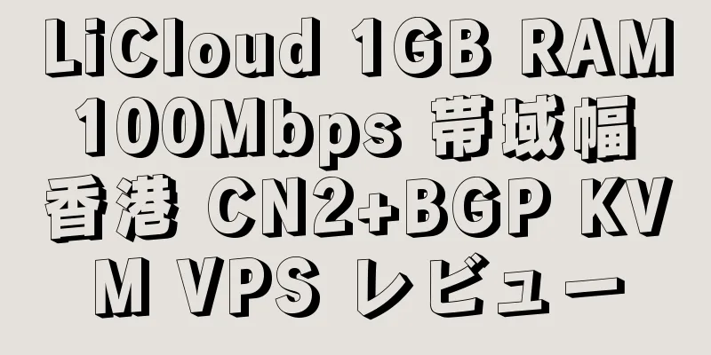 LiCloud 1GB RAM 100Mbps 帯域幅 香港 CN2+BGP KVM VPS レビュー