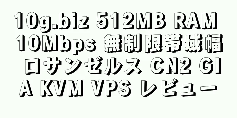 10g.biz 512MB RAM 10Mbps 無制限帯域幅 ロサンゼルス CN2 GIA KVM VPS レビュー