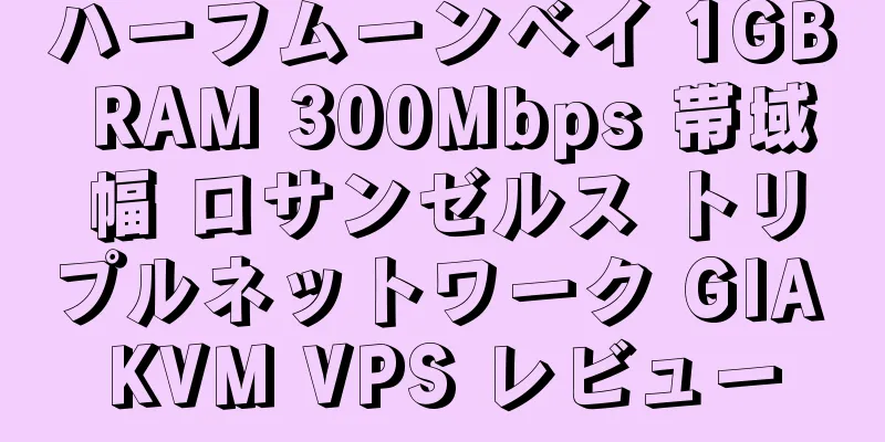 ハーフムーンベイ 1GB RAM 300Mbps 帯域幅 ロサンゼルス トリプルネットワーク GIA KVM VPS レビュー