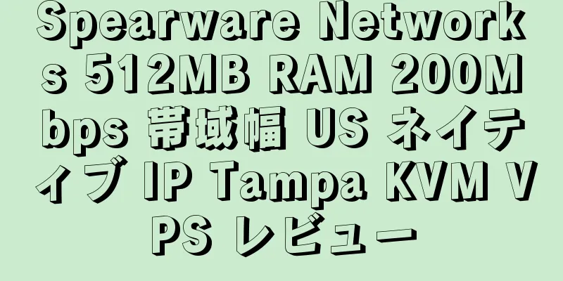 Spearware Networks 512MB RAM 200Mbps 帯域幅 US ネイティブ IP Tampa KVM VPS レビュー