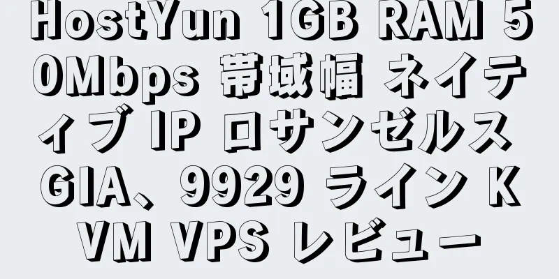 HostYun 1GB RAM 50Mbps 帯域幅 ネイティブ IP ロサンゼルス GIA、9929 ライン KVM VPS レビュー