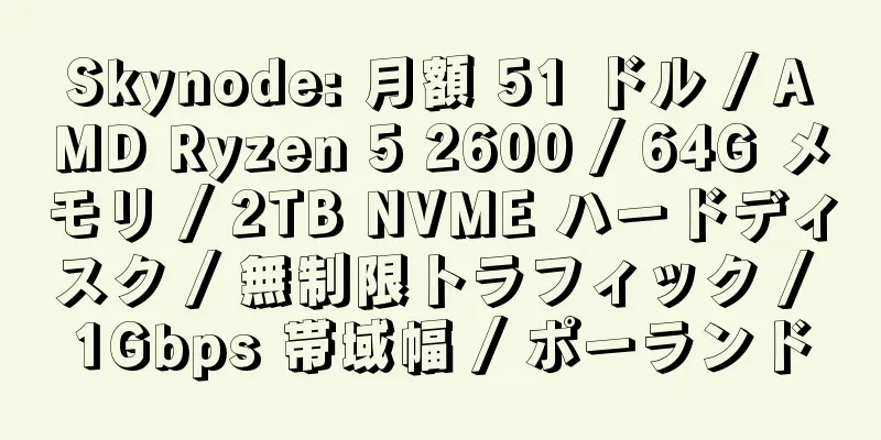 Skynode: 月額 51 ドル / AMD Ryzen 5 2600 / 64G メモリ / 2TB NVME ハードディスク / 無制限トラフィック / 1Gbps 帯域幅 / ポーランド