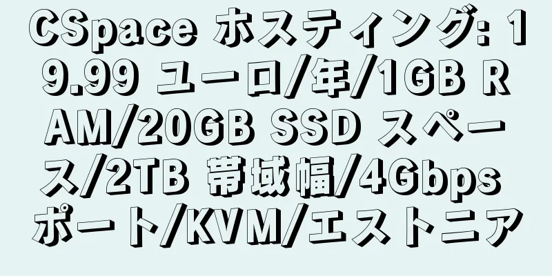 CSpace ホスティング: 19.99 ユーロ/年/1GB RAM/20GB SSD スペース/2TB 帯域幅/4Gbps ポート/KVM/エストニア