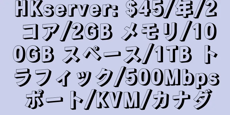 HKserver: $45/年/2 コア/2GB メモリ/100GB スペース/1TB トラフィック/500Mbps ポート/KVM/カナダ