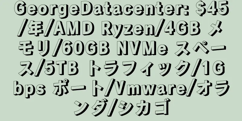 GeorgeDatacenter: $45/年/AMD Ryzen/4GB メモリ/60GB NVMe スペース/5TB トラフィック/1Gbps ポート/Vmware/オランダ/シカゴ