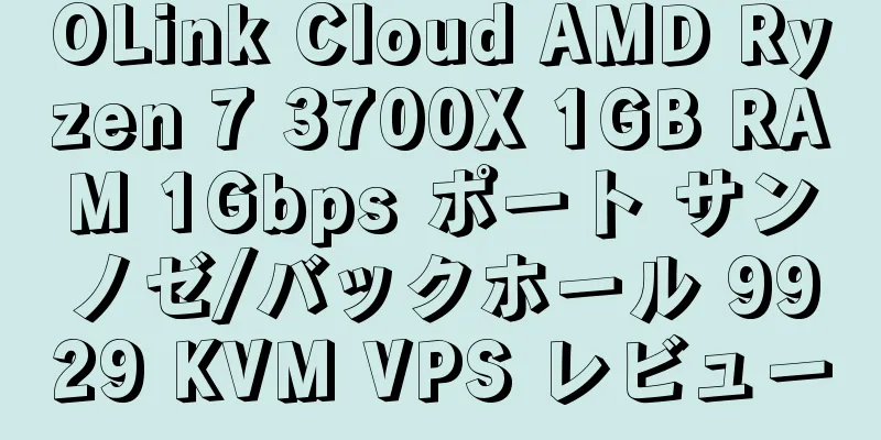 OLink Cloud AMD Ryzen 7 3700X 1GB RAM 1Gbps ポート サンノゼ/バックホール 9929 KVM VPS レビュー