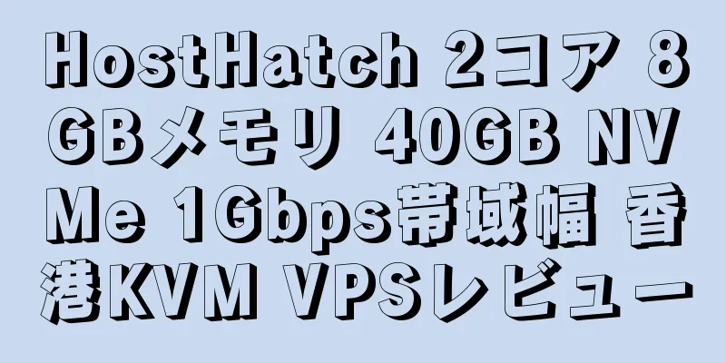 HostHatch 2コア 8GBメモリ 40GB NVMe 1Gbps帯域幅 香港KVM VPSレビュー