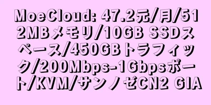 MoeCloud: 47.2元/月/512MBメモリ/10GB SSDスペース/450GBトラフィック/200Mbps-1Gbpsポート/KVM/サンノゼCN2 GIA