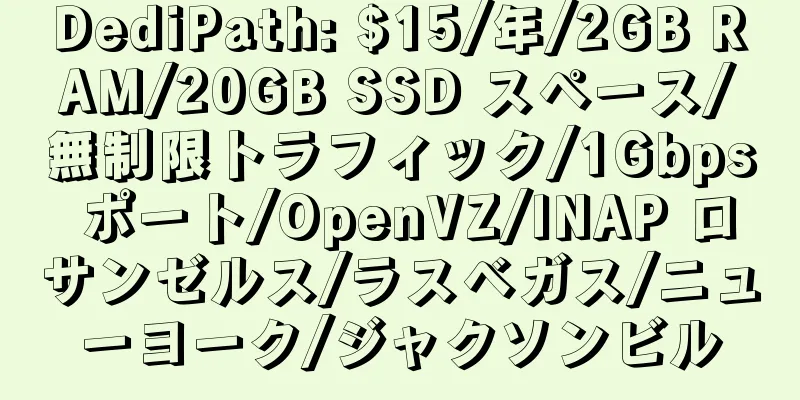 DediPath: $15/年/2GB RAM/20GB SSD スペース/無制限トラフィック/1Gbps ポート/OpenVZ/INAP ロサンゼルス/ラスベガス/ニューヨーク/ジャクソンビル