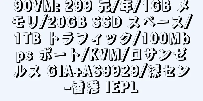 90VM: 299 元/年/1GB メモリ/20GB SSD スペース/1TB トラフィック/100Mbps ポート/KVM/ロサンゼルス GIA+AS9929/深セン-香港 IEPL