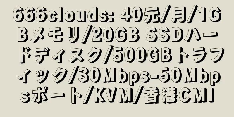 666clouds: 40元/月/1GBメモリ/20GB SSDハードディスク/500GBトラフィック/30Mbps-50Mbpsポート/KVM/香港CMI