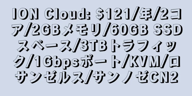 ION Cloud: $121/年/2コア/2GBメモリ/60GB SSDスペース/3TBトラフィック/1Gbpsポート/KVM/ロサンゼルス/サンノゼCN2