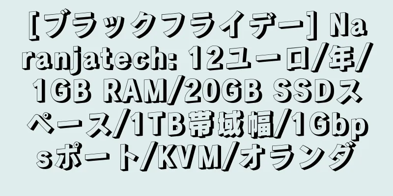 [ブラックフライデー] Naranjatech: 12ユーロ/年/1GB RAM/20GB SSDスペース/1TB帯域幅/1Gbpsポート/KVM/オランダ