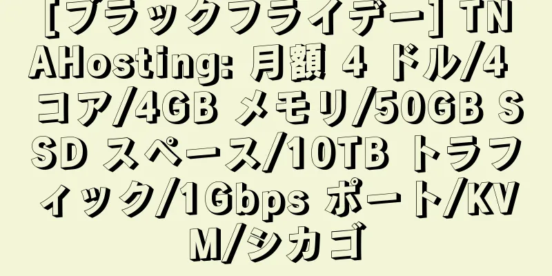 [ブラックフライデー] TNAHosting: 月額 4 ドル/4 コア/4GB メモリ/50GB SSD スペース/10TB トラフィック/1Gbps ポート/KVM/シカゴ