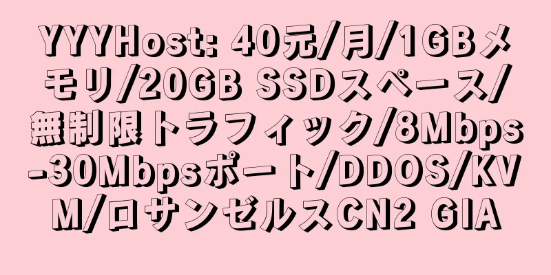 YYYHost: 40元/月/1GBメモリ/20GB SSDスペース/無制限トラフィック/8Mbps-30Mbpsポート/DDOS/KVM/ロサンゼルスCN2 GIA