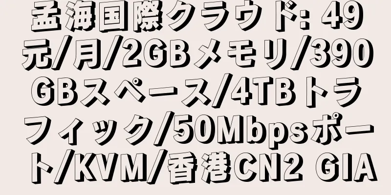 孟海国際クラウド: 49元/月/2GBメモリ/390GBスペース/4TBトラフィック/50Mbpsポート/KVM/香港CN2 GIA