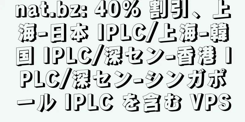 nat.bz: 40% 割引、上海-日本 IPLC/上海-韓国 IPLC/深セン-香港 IPLC/深セン-シンガポール IPLC を含む VPS