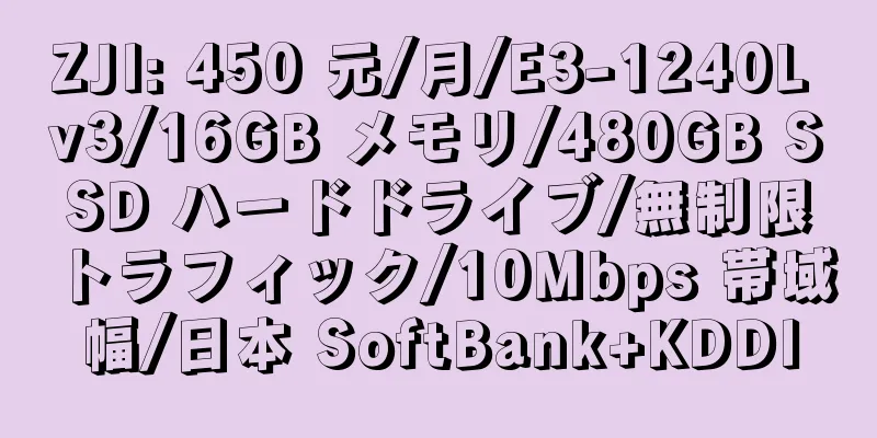 ZJI: 450 元/月/E3-1240L v3/16GB メモリ/480GB SSD ハードドライブ/無制限トラフィック/10Mbps 帯域幅/日本 SoftBank+KDDI