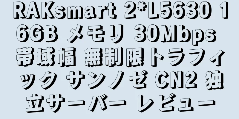 RAKsmart 2*L5630 16GB メモリ 30Mbps 帯域幅 無制限トラフィック サンノゼ CN2 独立サーバー レビュー