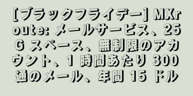 [ブラックフライデー] MXroute: メールサービス、25G スペース、無制限のアカウント、1 時間あたり 300 通のメール、年間 15 ドル