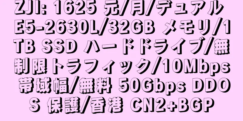 ZJI: 1625 元/月/デュアル E5-2630L/32GB メモリ/1TB SSD ハードドライブ/無制限トラフィック/10Mbps 帯域幅/無料 50Gbps DDOS 保護/香港 CN2+BGP