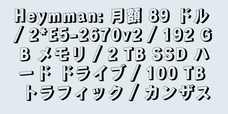 Heymman: 月額 89 ドル / 2*E5-2670v2 / 192 GB メモリ / 2 TB SSD ハード ドライブ / 100 TB トラフィック / カンザス