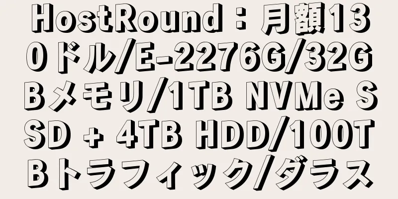 HostRound：月額130ドル/E-2276G/32GBメモリ/1TB NVMe SSD + 4TB HDD/100TBトラフィック/ダラス