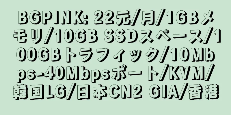 BGPINK: 22元/月/1GBメモリ/10GB SSDスペース/100GBトラフィック/10Mbps-40Mbpsポート/KVM/韓国LG/日本CN2 GIA/香港